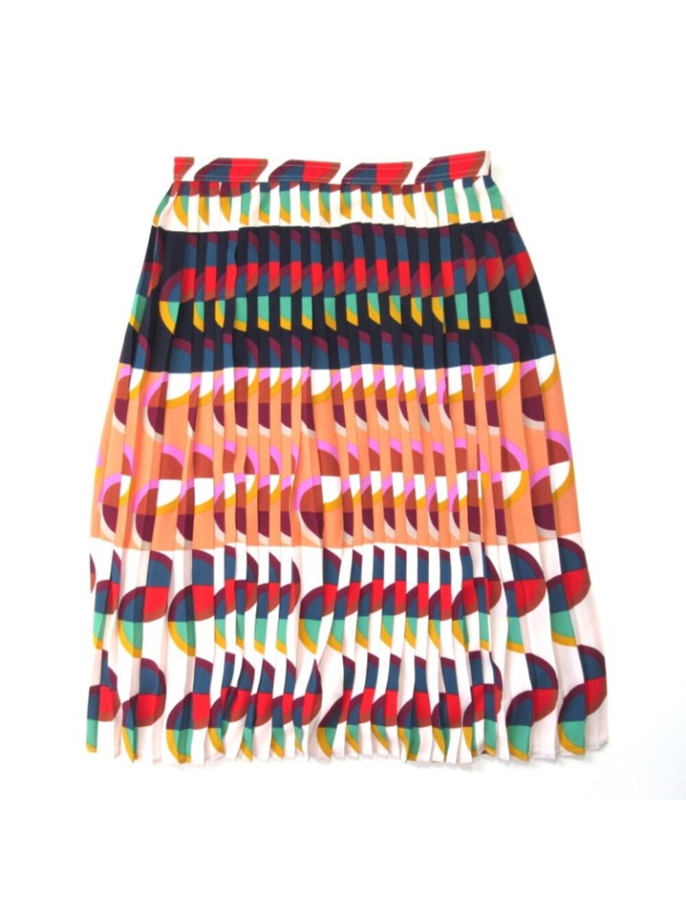 NWT J.Crew Pleated A-Line Midi in Dark Sea Cerise Art Deco Print Skirt 12 - Picture 4 of 5